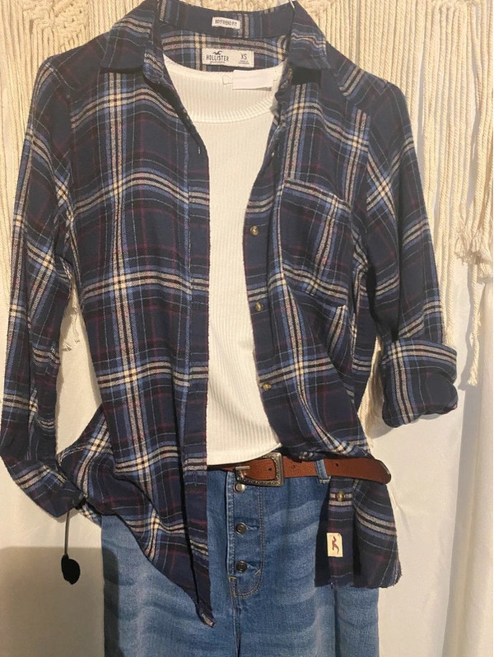 Holister Plaid blue shirt